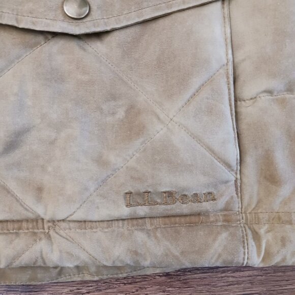L.L.Bean Womens Upcountry Waxed Cotton Down Vest size L Tan Brown - Picture 3 of 10